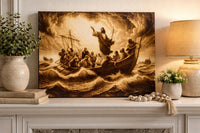 Jesus Calms the Storm – Engraved Christian Wood Art