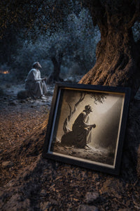 Jesus Praying in Gethsemane – Wooden Engraved Christian Wall Art | Night Before the Crucifixion