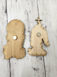 Handmade Religious Wood Magnets – Virgen de Guadalupe, St. Jude, Archangel Michael & Jesus | Oops I Inked