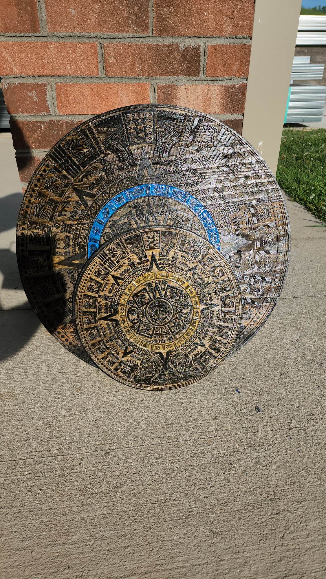 Aztec Calendar with Blue Ring