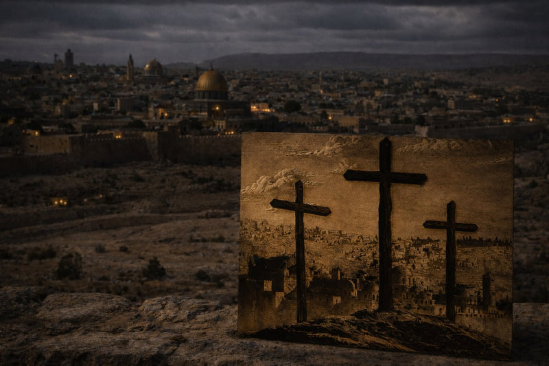 Three Crosses of Calvary – Jesus Crucifixion Wooden Wall Art | Christian Laser Engraved Wood Decor