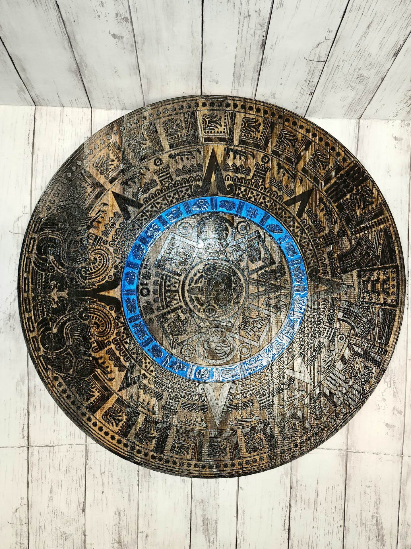 Aztec Calendar with Blue Ring