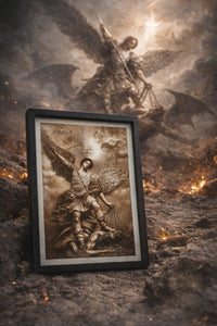 Archangel Michael Defeating Satan – Hand Engraved Christian Wood Wall Art | St. Michael Catholic Religious Decor