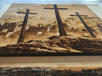 Three Crosses of Calvary – Jesus Crucifixion Wooden Wall Art | Christian Laser Engraved Wood Decor