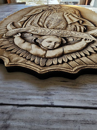 Our Lady of Guadalupe Wood Engraving – Catholic Wall Art & Standing Altar Statue