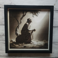 Jesus Praying in Gethsemane – Wooden Engraved Christian Wall Art | Night Before the Crucifixion