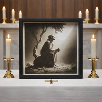 Jesus Praying in Gethsemane – Wooden Engraved Christian Wall Art | Night Before the Crucifixion