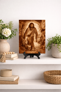 Resurrection of Jesus – Empty Tomb Wood Engraving | Christian Wall Art | Faith Inspired Religious Decor
