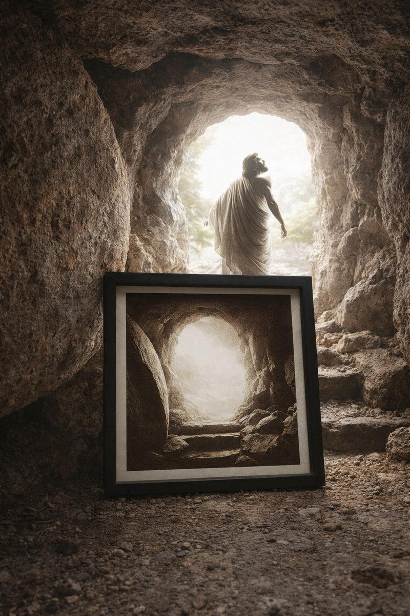 Resurrection of Jesus – Empty Tomb Wood Engraving | Christian Wall Art | Faith Inspired Religious Decor