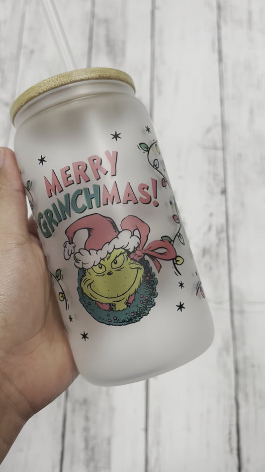 Merry Grinchmas glass can