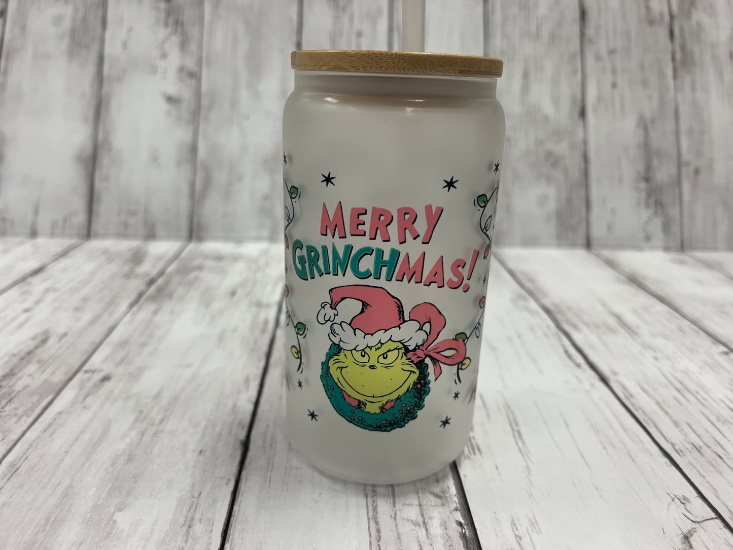 Merry Grinchmas glass can